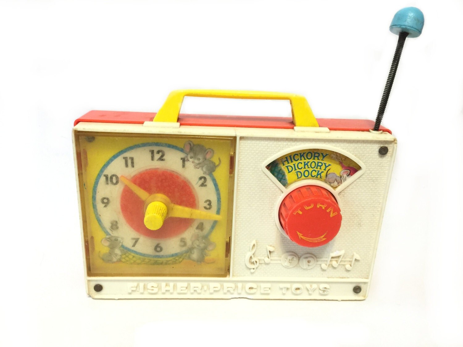 Vintage Fisher Price Toy Hickory Dickory Dock Wind Up Musical