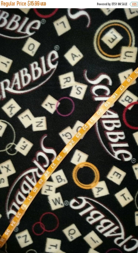 Scrabble fabric word game tiles fleece by ConniesQuiltFabrics