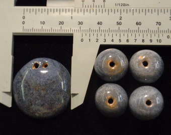 Fair Trade Kazuri Beads and Pendant, 4 Beads, Blue