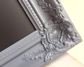 Gray MAGNETIC CHALKBOARD Office Organizer Home Office Wall Organizer Pewter Blackboard Modern Kitchen Message Center Large Chalk Board Black