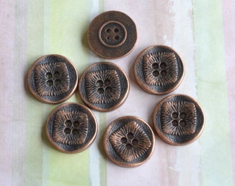 20 Buttons 21mm Antiqued Copper Pewter Button Findings