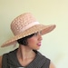 Vintage 1960s Wide Brimmed Hat / 60s Straw Hat in Pink or Peach