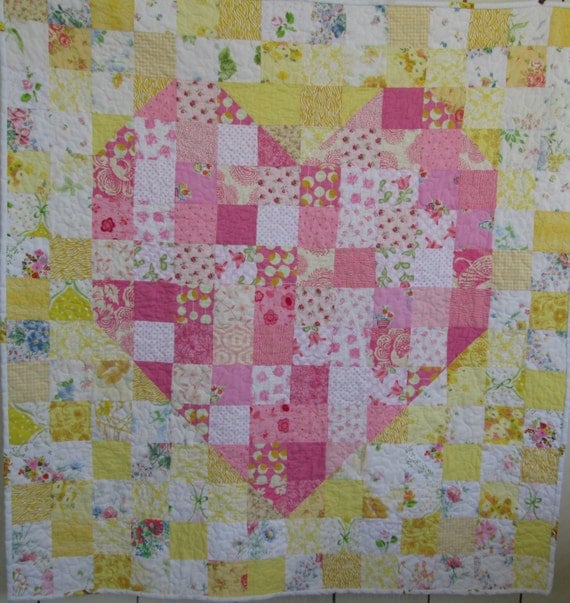 My Sweet Baby Heart Quilt Modern Heart Baby Girl Quilt Baby