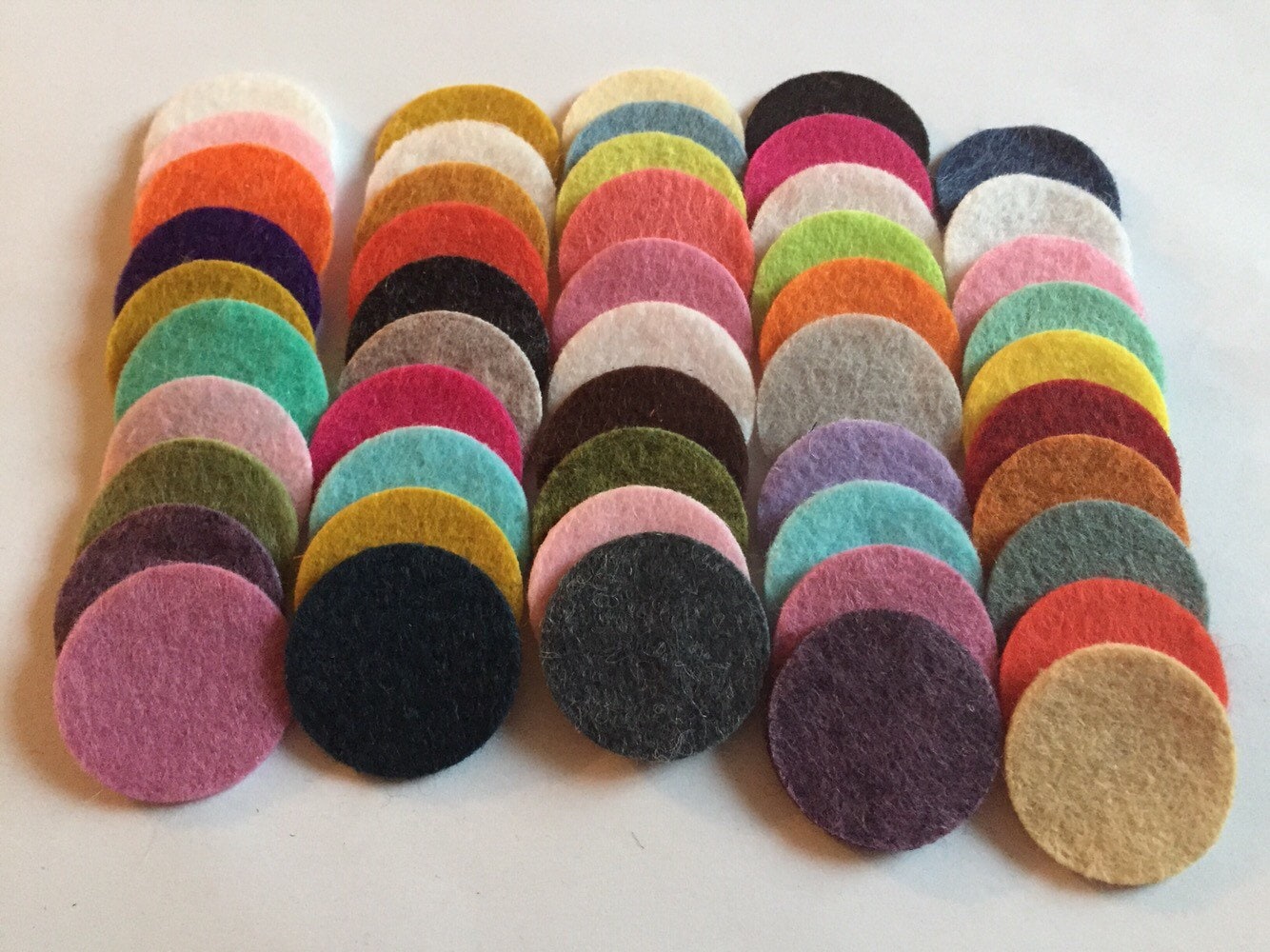 Wool Felt Circles 50 1 inch Random Colored. 3151