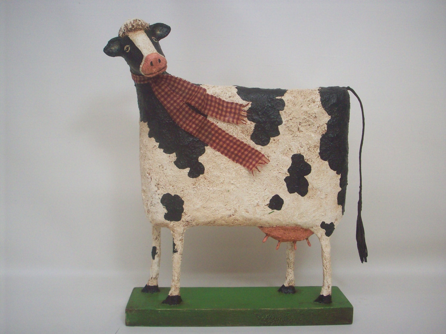 RESERVED FOR RITA Primitive Paper Mache Folk Art Cow