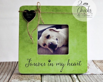 Pet Memory Picture Frame, Pet Picture Frame, Loss Of A Pet, Forever In My Heart Personalized Pet Frame