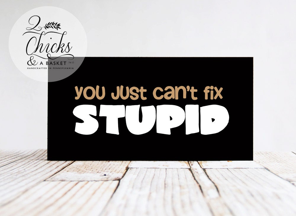 You Just Can T Fix Stupid Funny Wood Sign