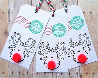 Christmas Gift Tags Reindeer Postage Stamp