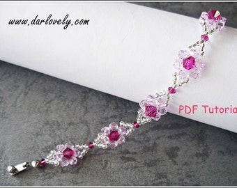 Beaded Bracelet Pattern - Pink Dainty Flower Bracelet (BB068) - Beading Jewelry PDF Tutorial (Digital Download)