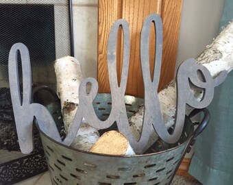 Hello Word Wood Cut Wall Art Sign Decor