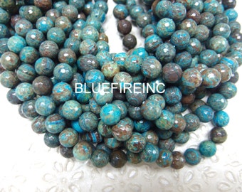 32 pcs Natural Blue Sky Jasper Faceted Round Beads 12mm - 16 Inch Strand