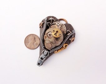 Unlocked mind Zippered Heart pendant by Marie Segal