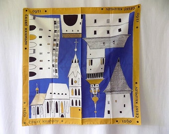 Vintage Scarf Souvenir from Cesky Krumlov Castle Czech Republic