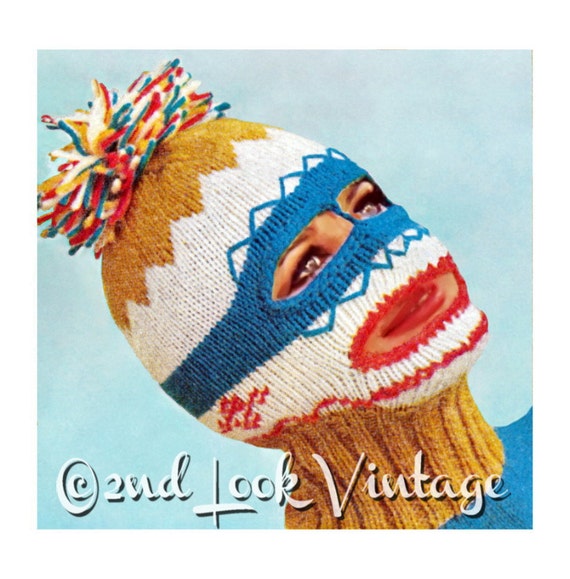 Vintage Knitting Pattern 1960s Ski Mask Balaclava Dickey
