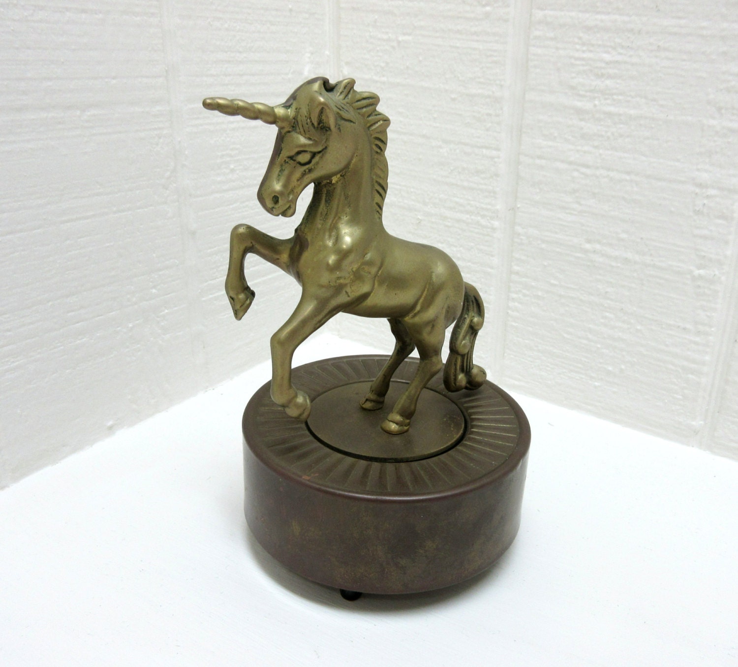 Vintage Brass Unicorn Music Box Aldon Brass Unicorn Figurine