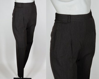 Vintage 90s Pants / 1990s Jenne Maag Designer Dark Brown Wool Side Zip Trousers S
