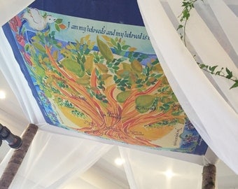 CUSTOM CHUPPAH - Huppah - Jewish wedding chuppah - Jewish Judaica Art - Custom family tree - Fabric print artwork - Family Tree