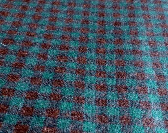 Wool or Wool Blend Fabric Forest Green and Black Plaid Yardage Small Plaid Dark Green and Black Fabric Wool