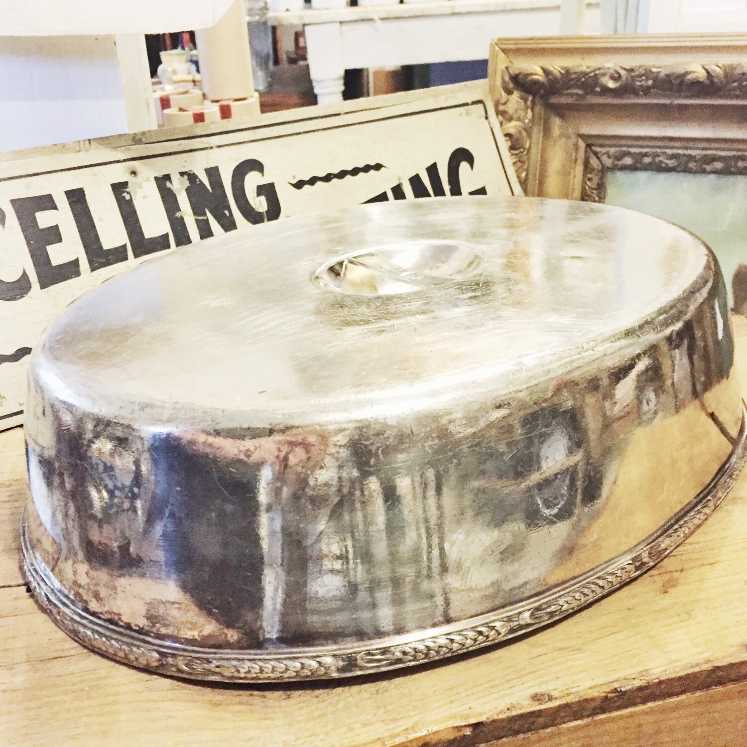 Huge Vintage 1930 Silver Plate Platter Cover Dome from The Pierre Hotel NYC Haute Juice
