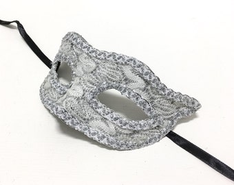 Masquerade Mask - SILVER LACE Half Mask - Costume Party Mask, Masquerade Ball, Halloween Mask