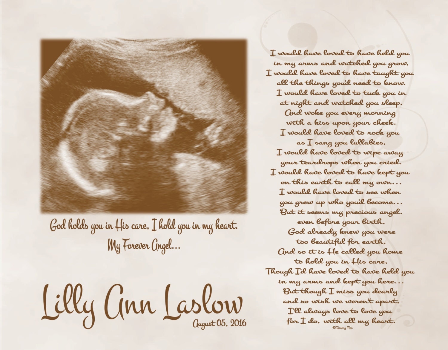 Miscarriage Memorial PoemLoss of Unborn ChildPersonalized