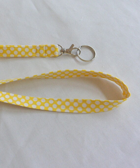 Lanyard ID Badge Holder Yellow Fabric Lanyard Key Ring Lanyard