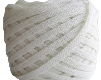 Flat Braid, 100% Organic Cotton, 25 Yards, Hand-Dyed, White