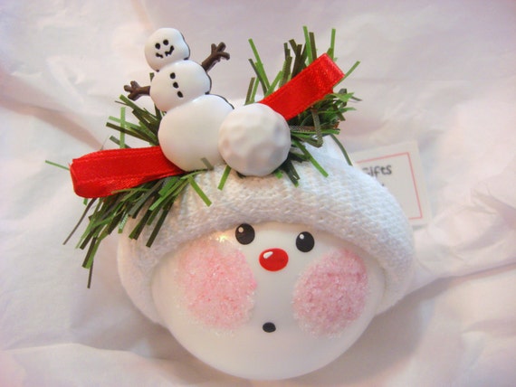 Items similar to Snowman Ornament Snowball Christmas Townsend Custom ...