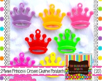 PRINCESS CROWN Pendants Qty 20 Kawaii PENDANTS Chunky Bead Pendant Bubble Gum Bead Bubblegum Beads Princess Crown Pendants Crown Pendants