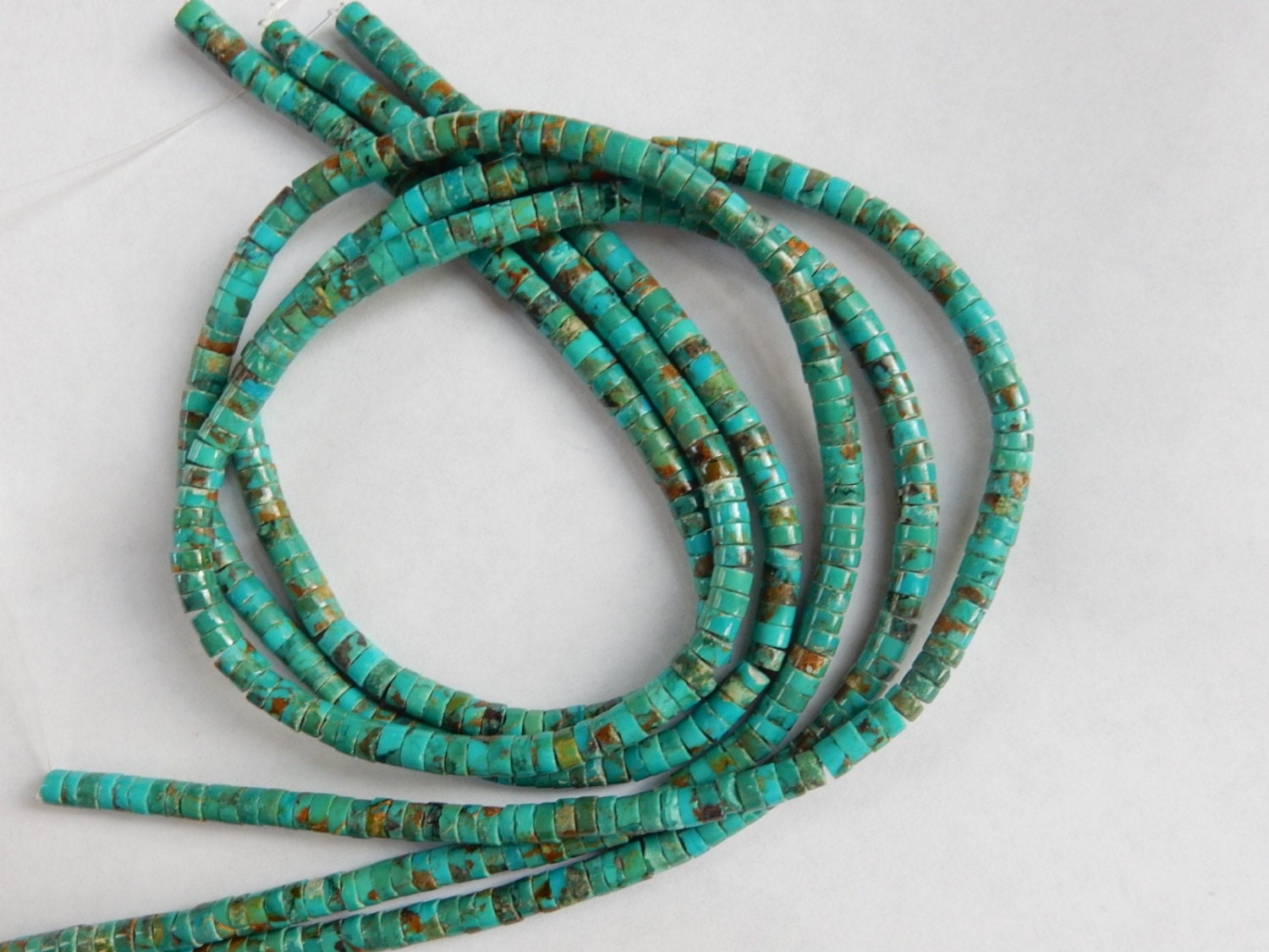 4-4.5mm Turquoise natural heishi beads 3mm full strand