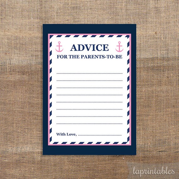 Advice For The Parents to Be Cards Anchor Navy by LAPrintables