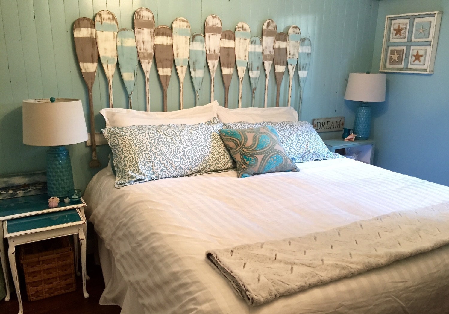 Oar Paddle Headboard KING Size Beach House Style by CastawaysHall