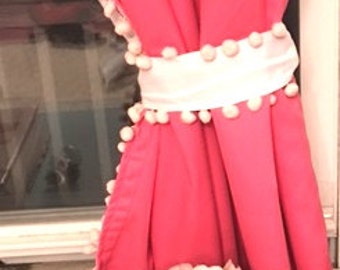 Pink Blackout Curtain with Pom Pom trim and Tieback