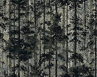 Northcott Aspen Ridge Flannel Black Trees F39309-97 1/2 Yard Free Shipping