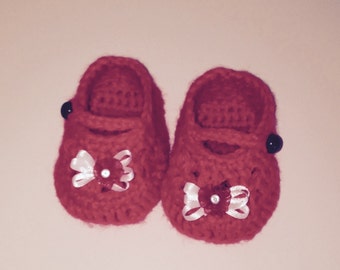 Red Mary Jane Baby Slippers, Red Baby Shoes, Red Baby Booties, Mary Jane Baby Shoes, Valentine Baby Shoes