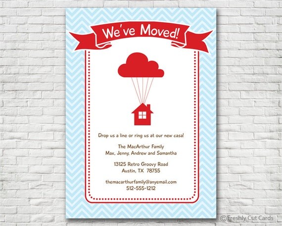 Up and Away Moving Announcement - Printable or Printed (w/ FREE Envelopes) Il_570xn