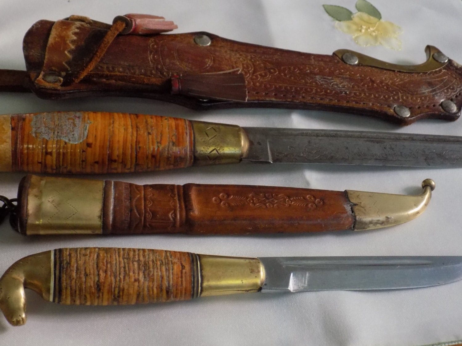 Antique collectible Finnish Puukko knives one horse head and