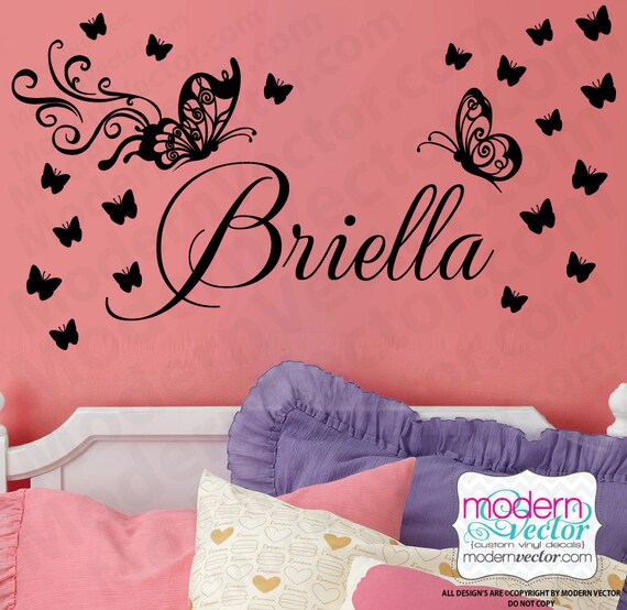 Butterfly Personalized Name Vinyl Wall Decal Lettering Nursery