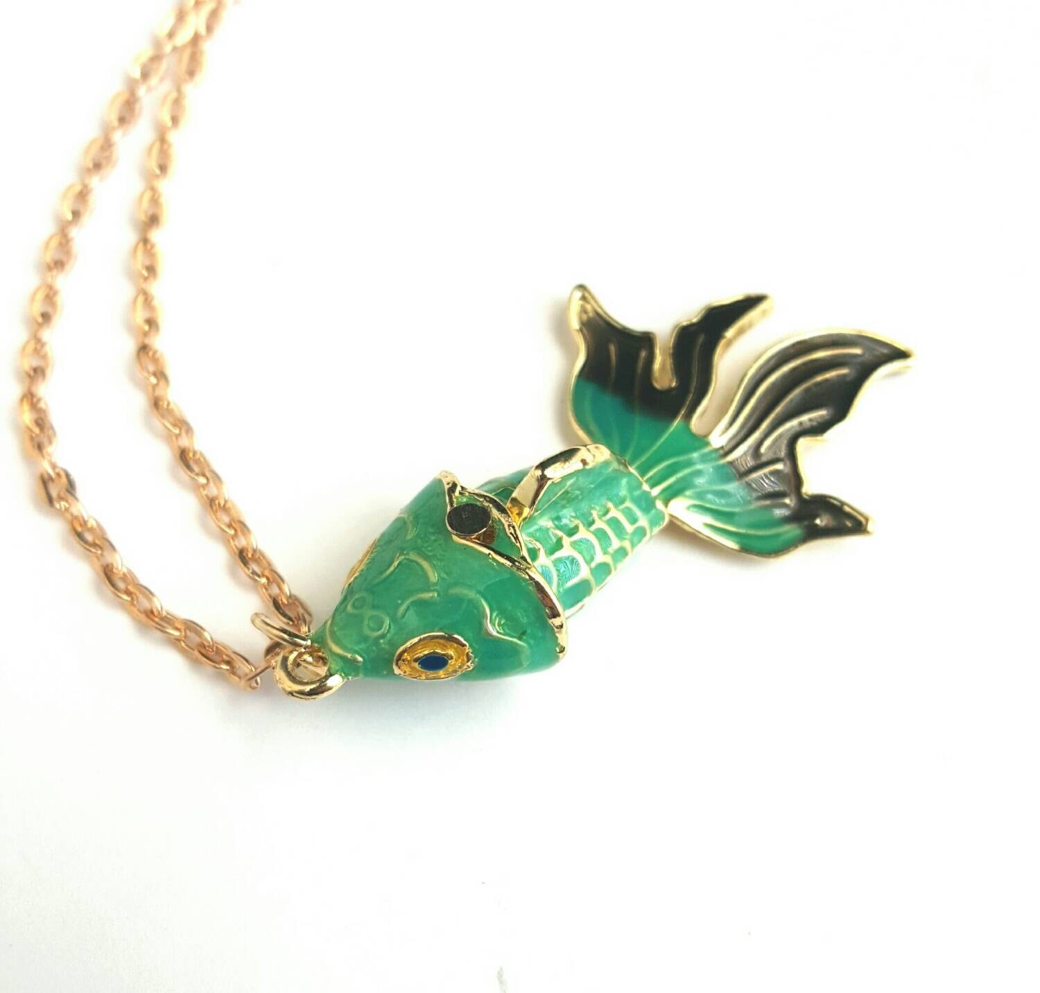 Gold and Green Koi Necklace
