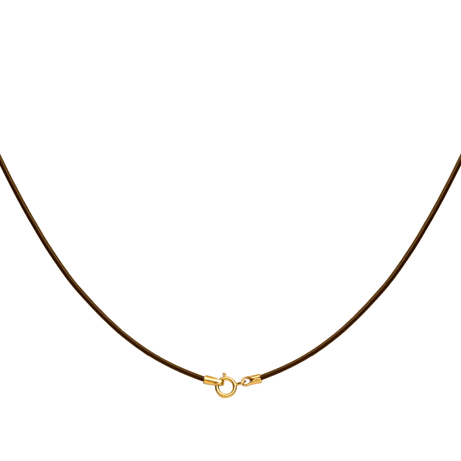 1mm Brown Leather Cord Necklace 14K Gold Filled Clasp 14