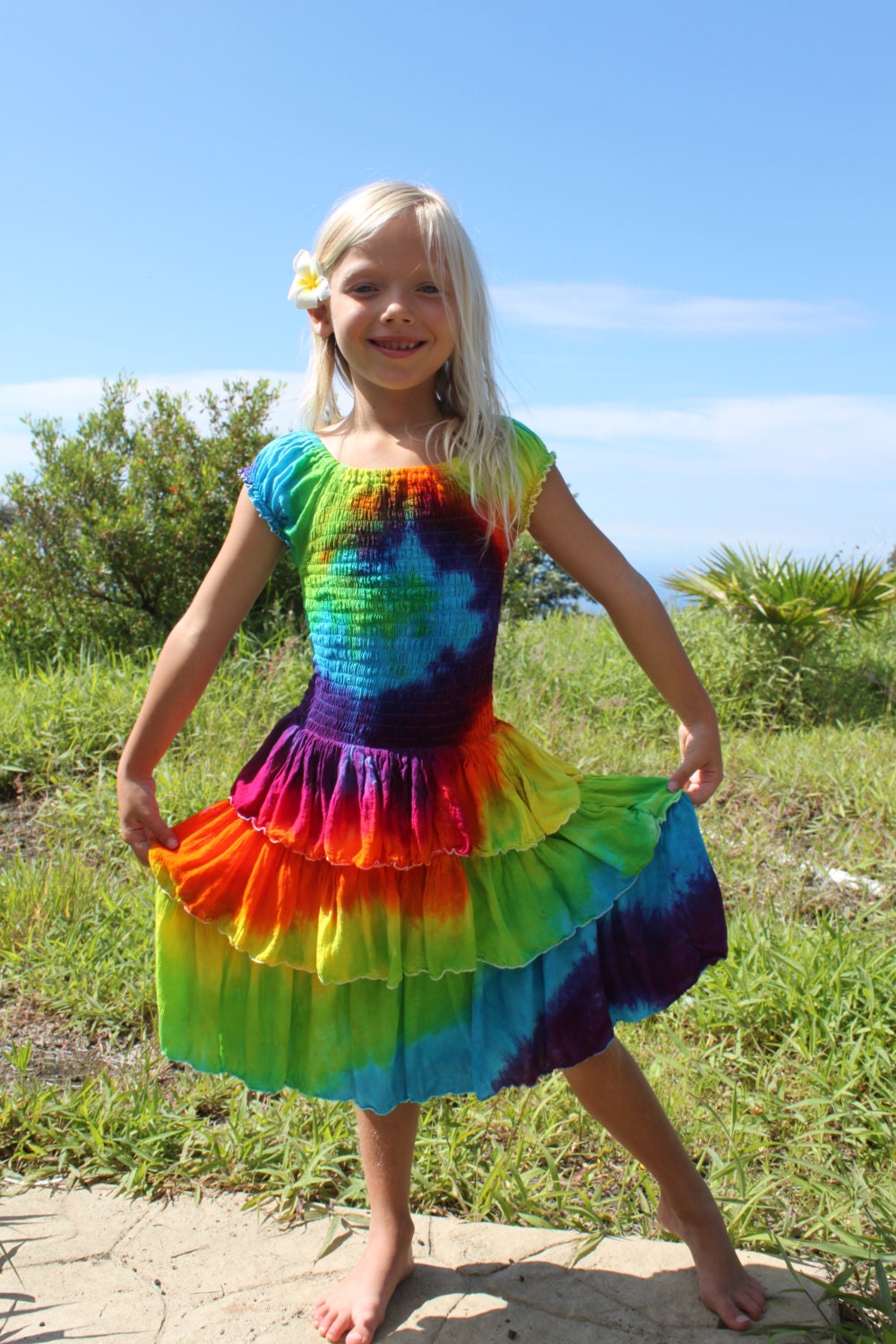 Tie Dye Girls Ruffle Dress