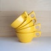 Yellow Cup Melmac Plastic Dishes Set of 5 Mustard Glamping Coffee Tea Mid Century Kitsch Kitchen