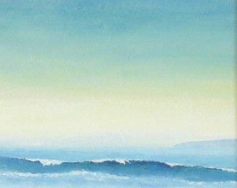 Beach evening ocean coast waves shore original acrylic painting