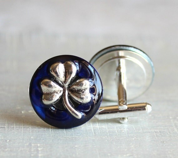 royal blue shamrock cufflinks irish cufflinks irish jewelry