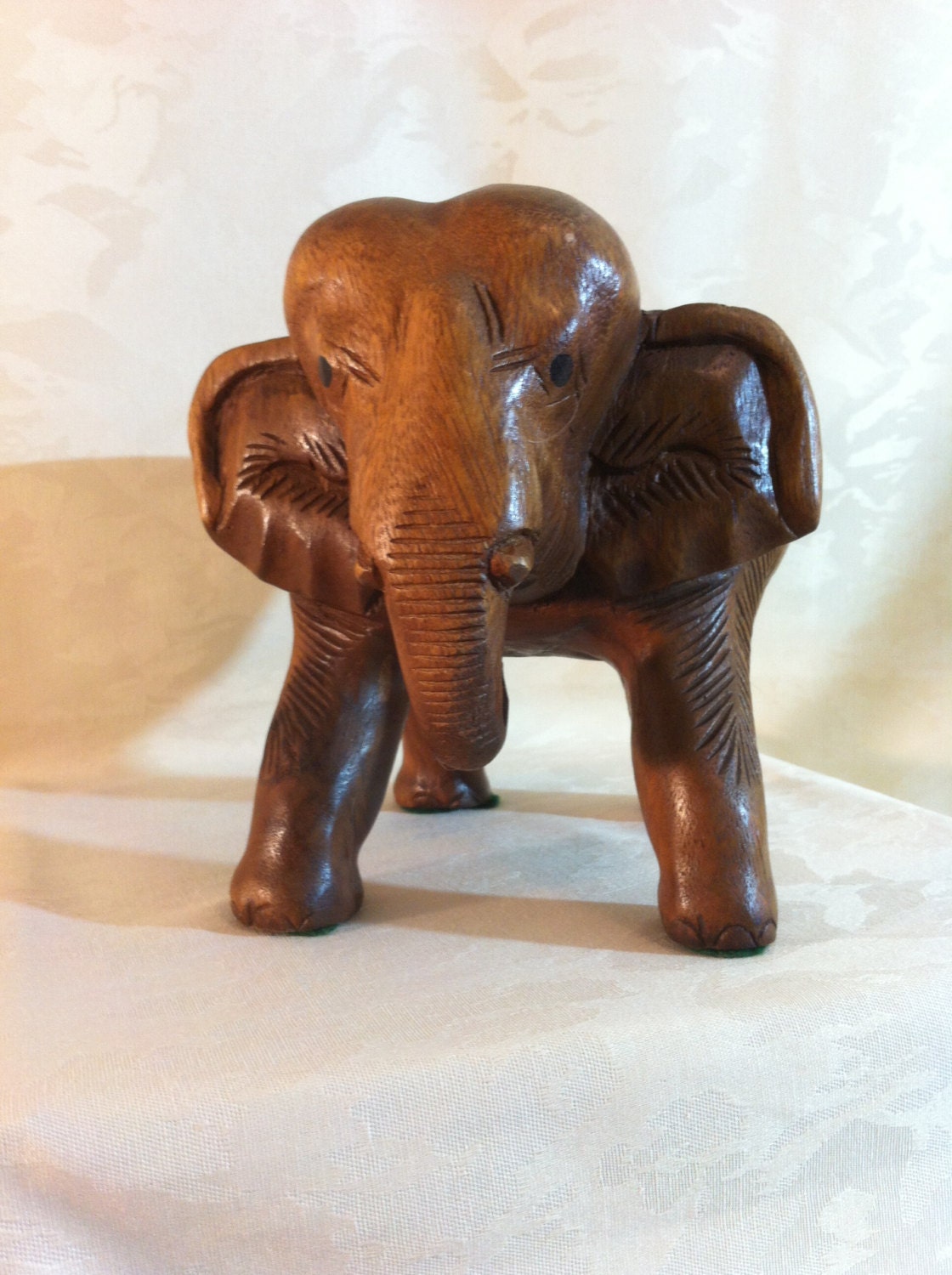 Vintage Hand Carved Teak Wood ELEPHANT