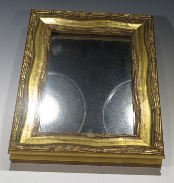 Mirror Small Decorative Mirror with Gold Tone Wood Frame