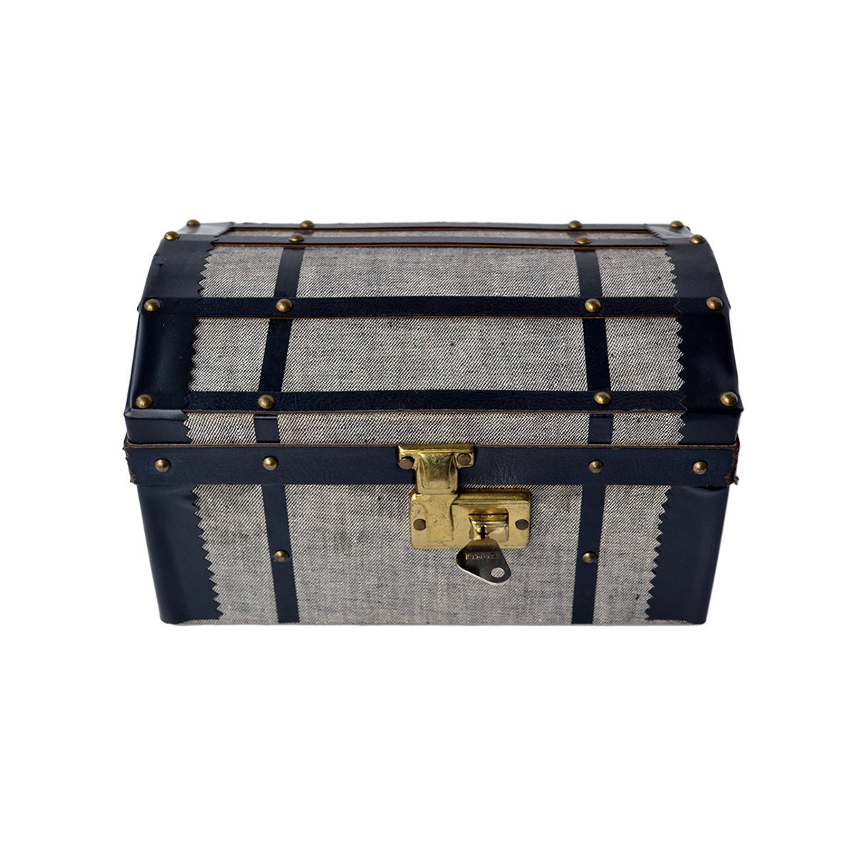 Vintage Fabric Treasure Chest with Lock & Key Haute Juice