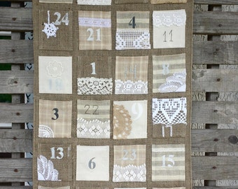 Vintage feel burlap Advent calendar