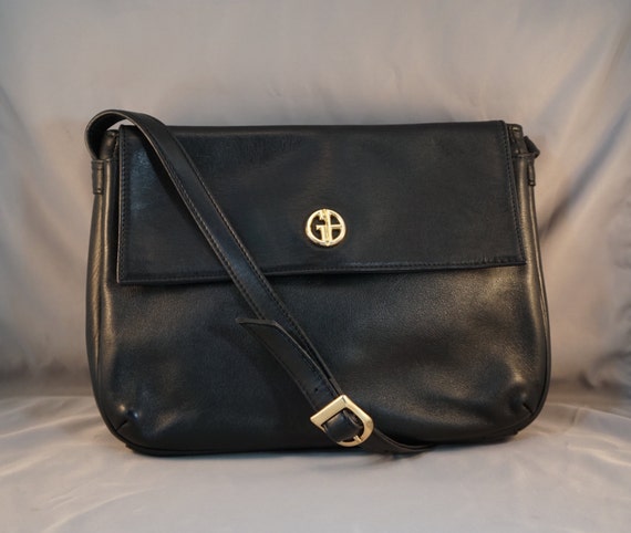 Giani Bernini Black Leather Shoulder Bag Vintage 90's