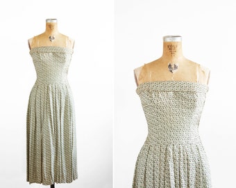 1950s Dress - 50s Dress - Ceil Chapman Strapless Printed Dress